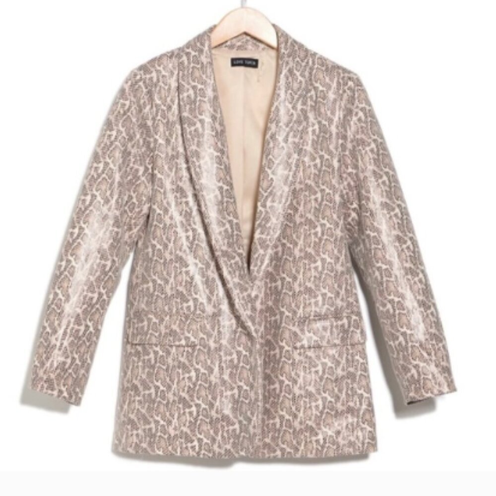 Love Token Faux Leather Snake Print Blazer size M